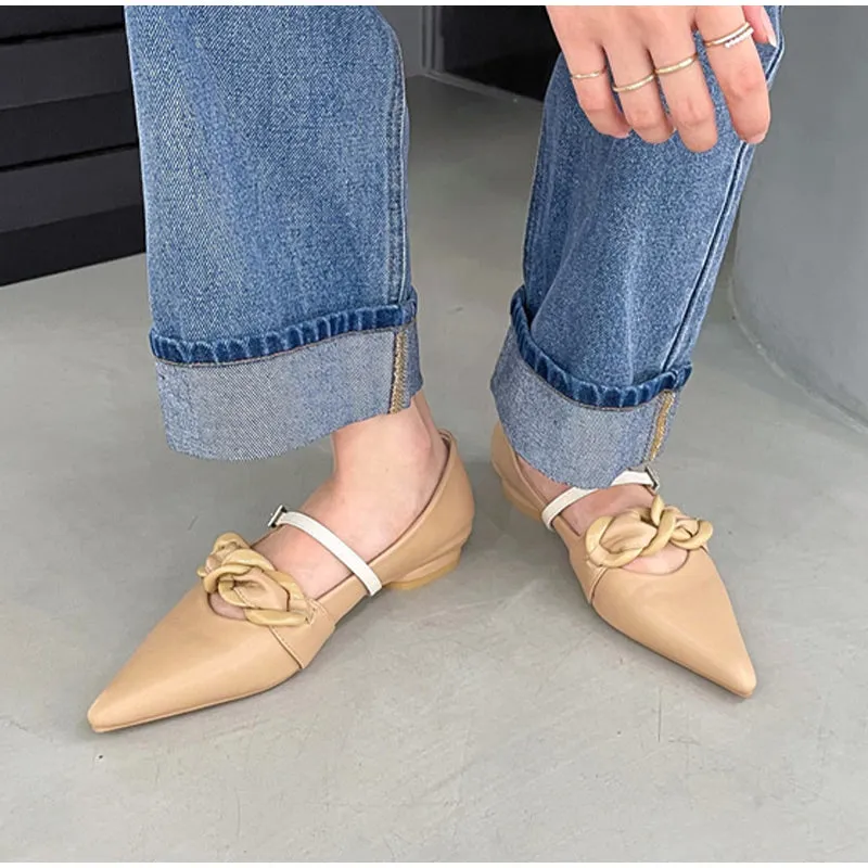 Women's Flats Shoes Summer Outdoor Casual Shoes Slip-on Loafers Shallow Pointed Toe Fashion Female Shoes New Design Flats