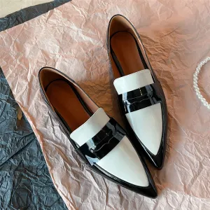 Women's Handmade Pointed Toe Leather Loafers Flats Shoes