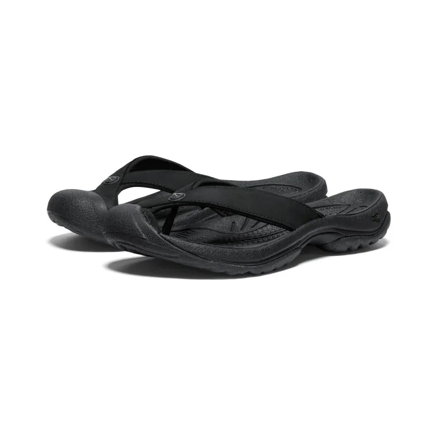 Women's Keen Waimea Leather Flip Flop Color: Black / Black