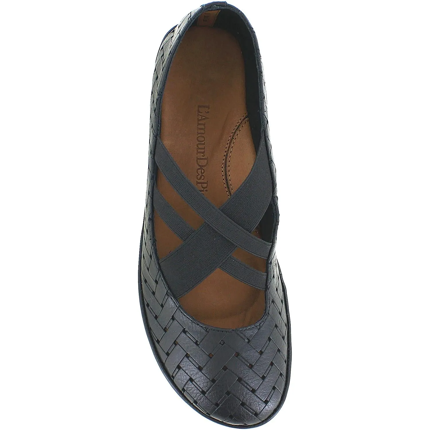 Women's L'Amour Des Pieds Chanteau Black Woven Leather