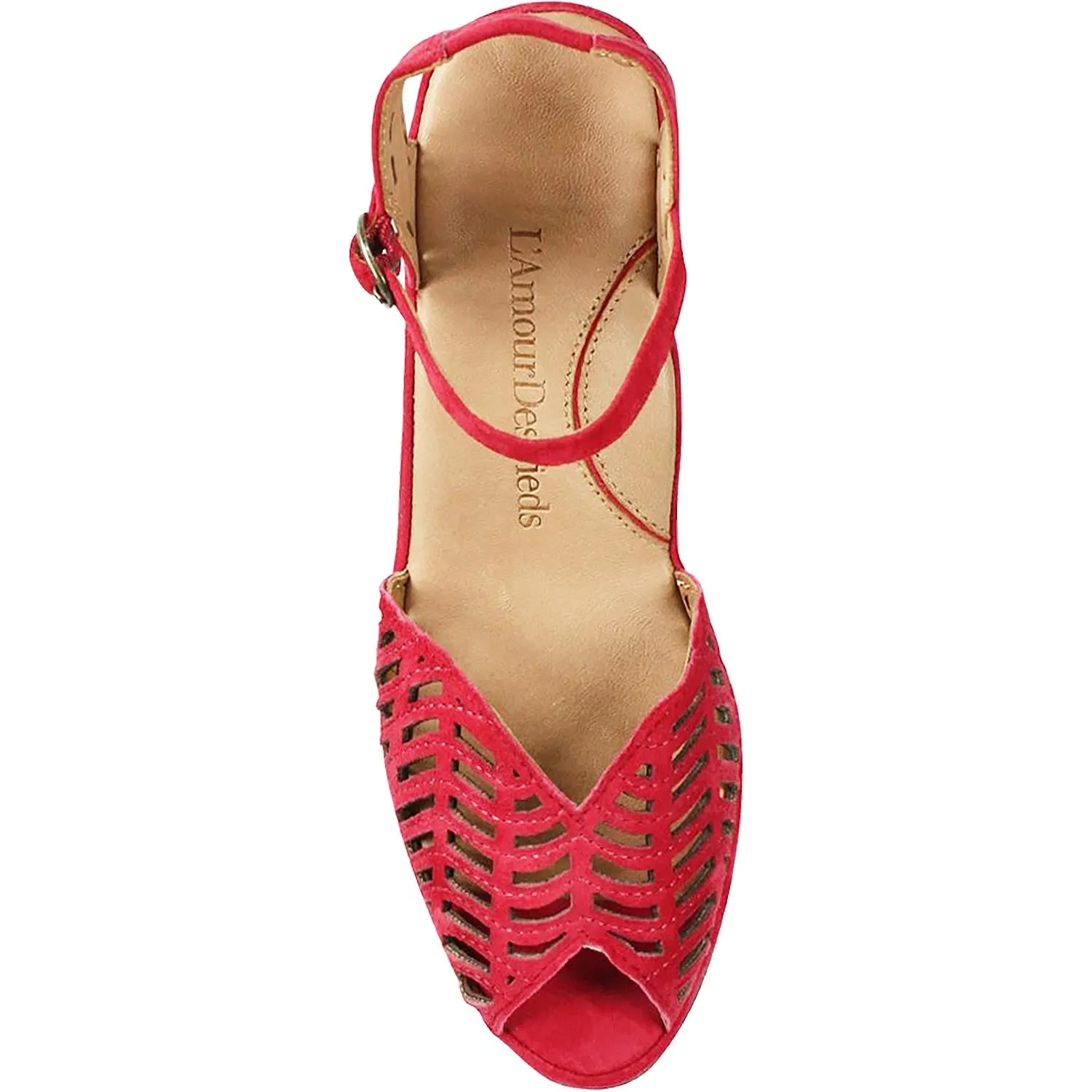 Women's L'Amour Des Pieds Oanez Bright Red Kid Suede