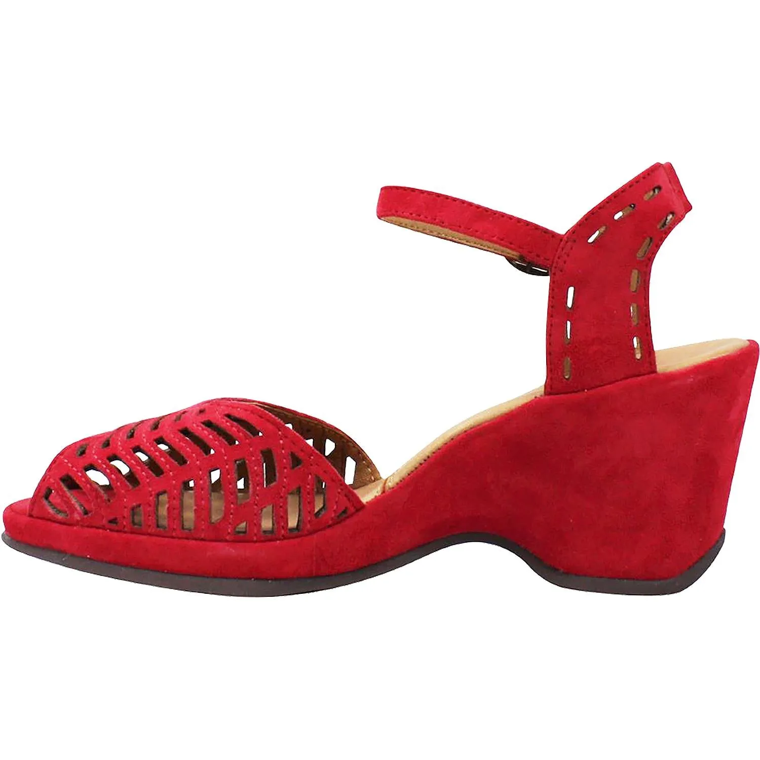 Women's L'Amour Des Pieds Oanez Bright Red Kid Suede