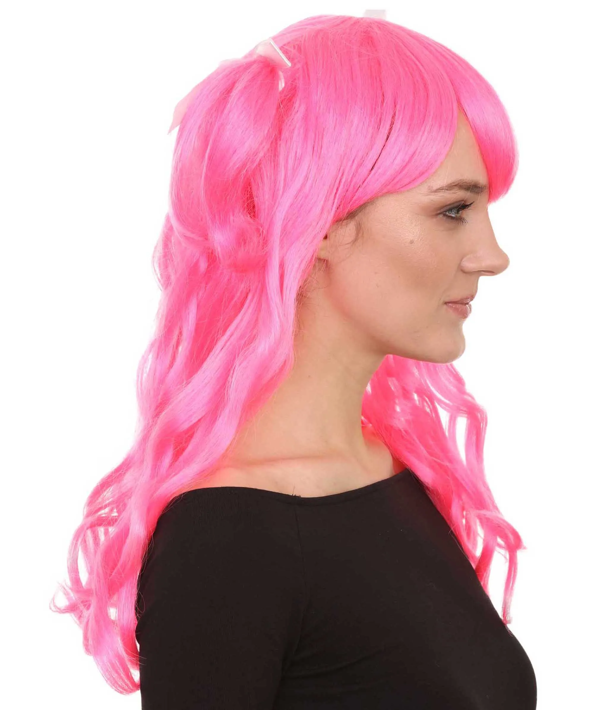 Womens Long Pink Pigtails Character Cosplay Halloween Wig | Premium Breathable Capless Cap