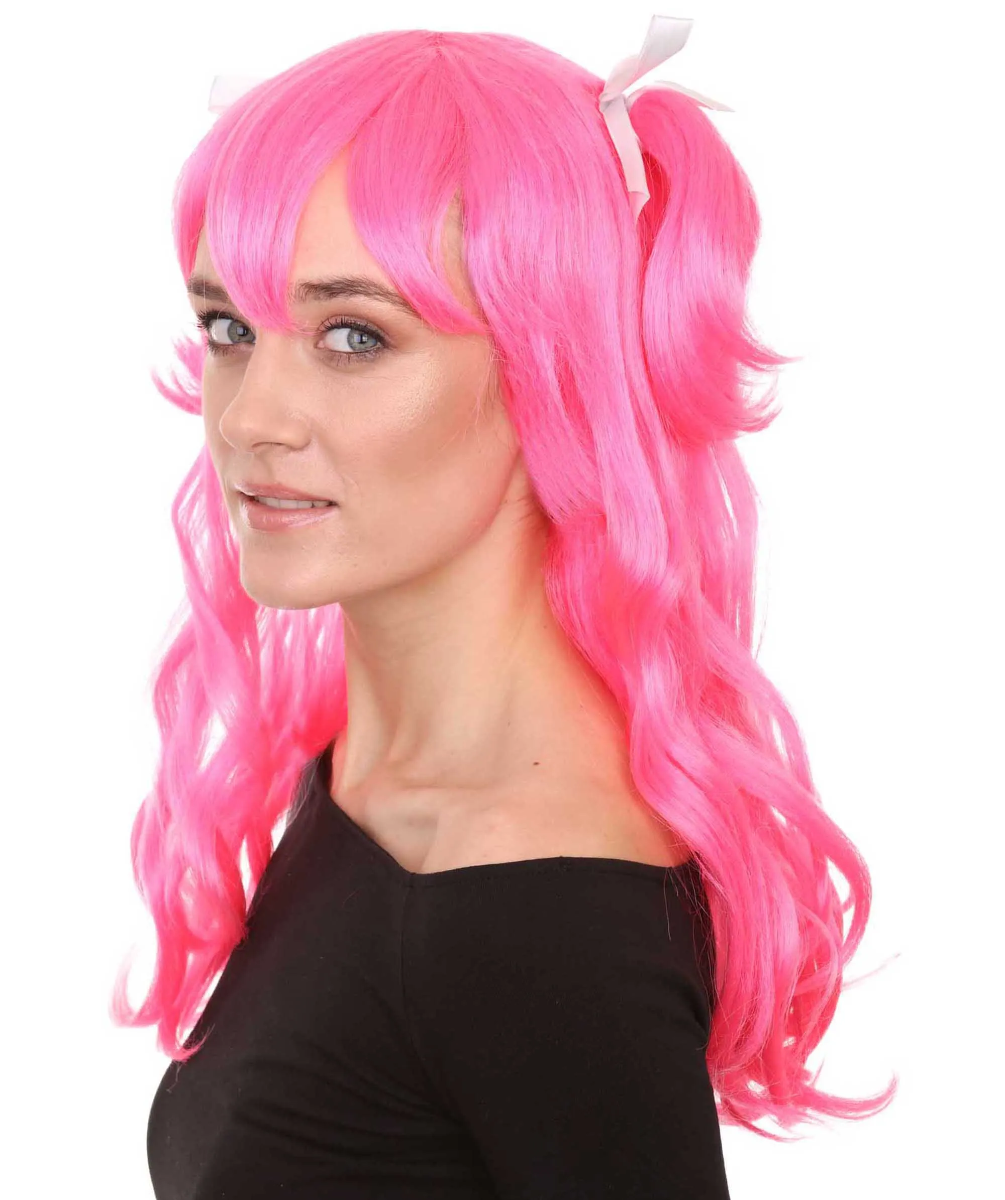 Womens Long Pink Pigtails Character Cosplay Halloween Wig | Premium Breathable Capless Cap