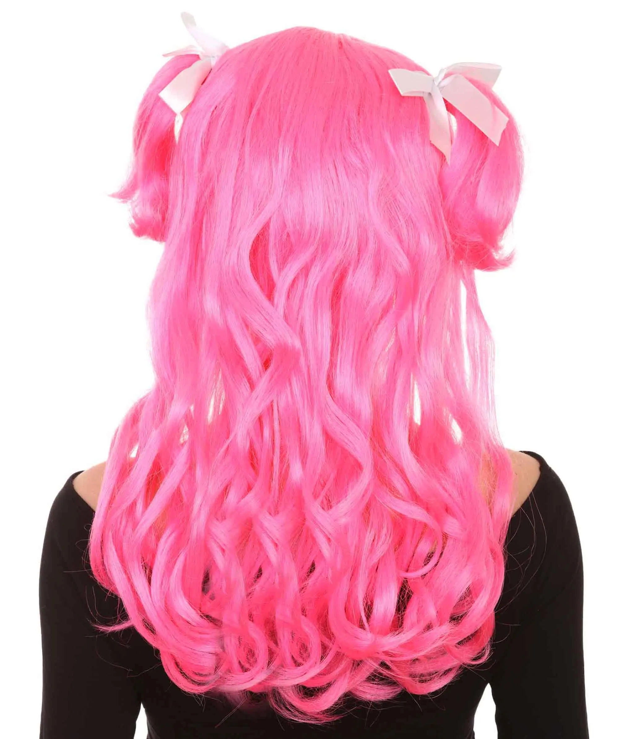 Womens Long Pink Pigtails Character Cosplay Halloween Wig | Premium Breathable Capless Cap