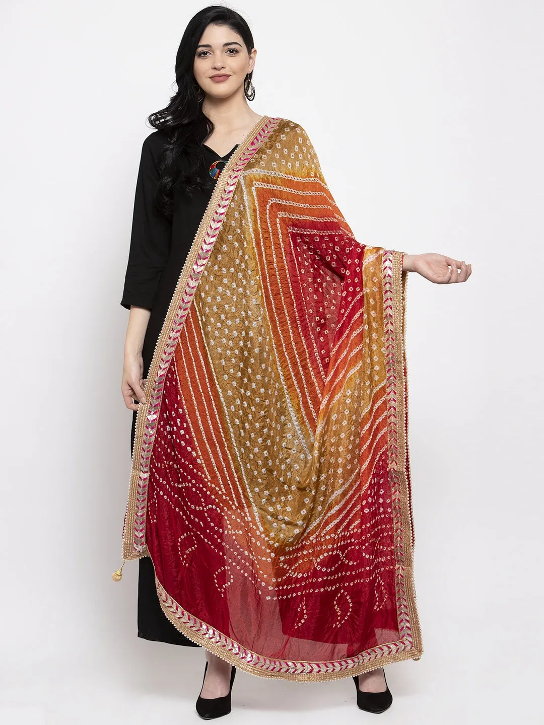 Women'S Multicoloured Bandhani Silk Dupatta