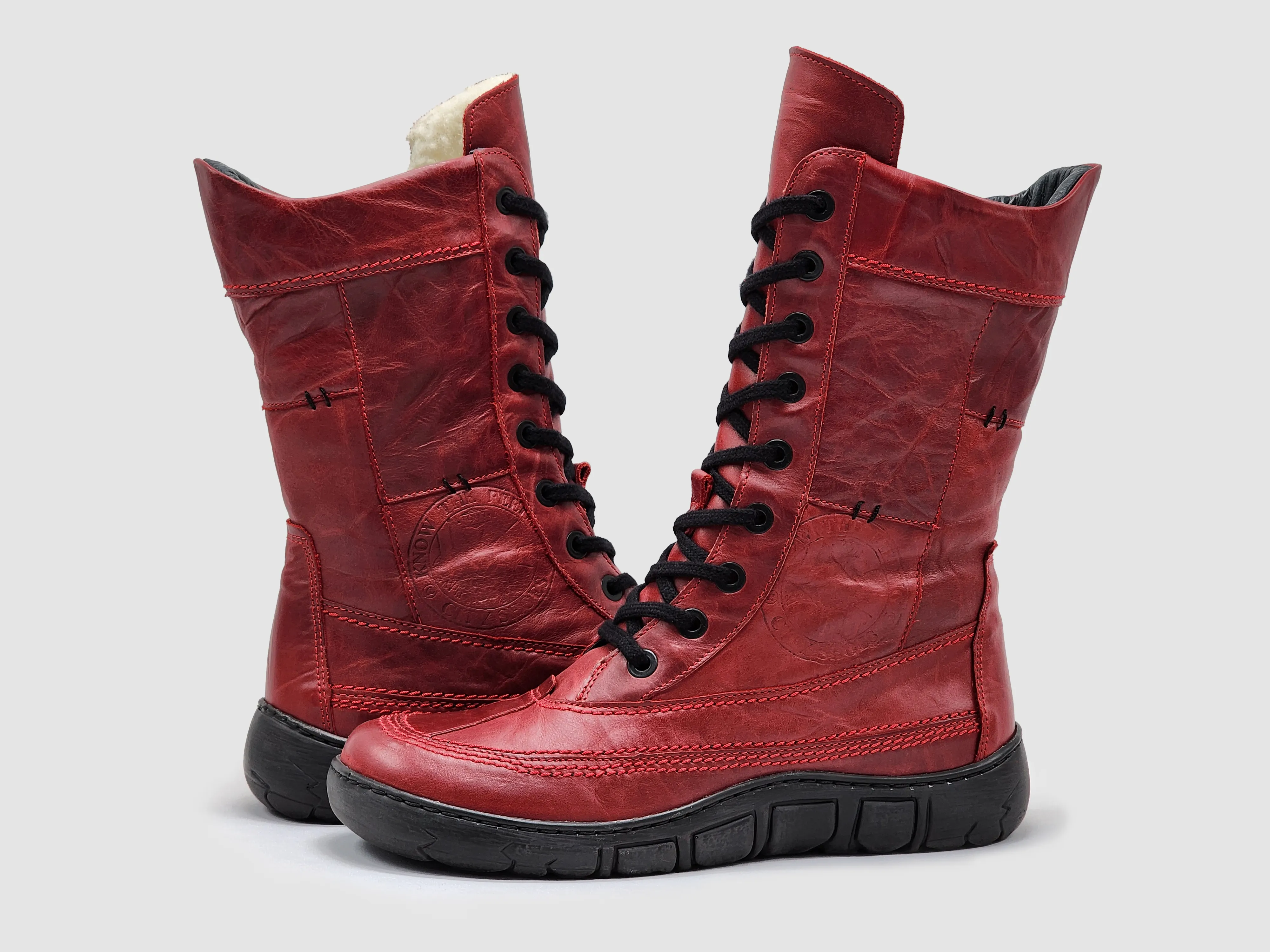 Women’s Original Tall Thick Wool-Lined Zip-Up Leather Boots - Red