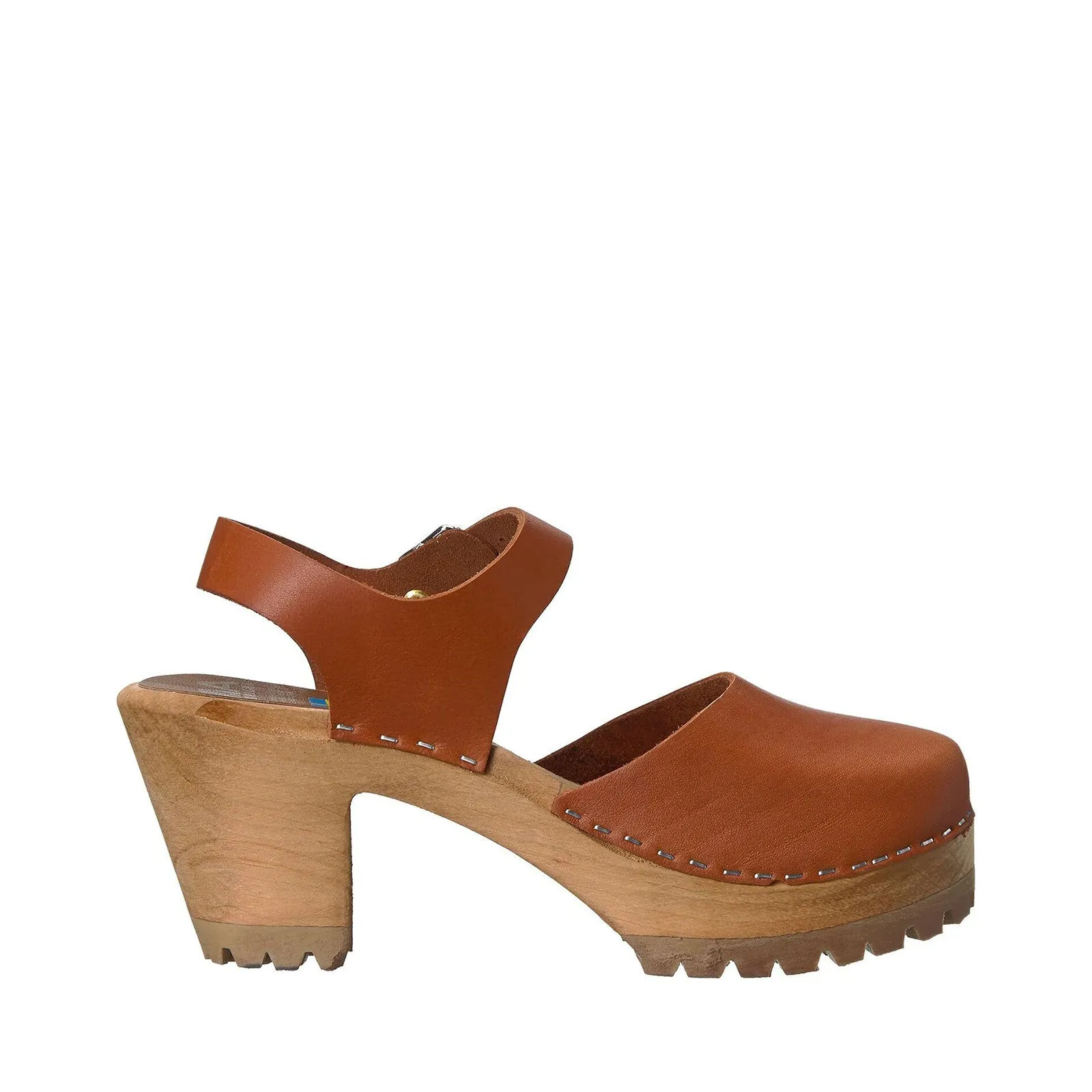 Women's Shoes MIA ABBA Leather Ankle Strap Clogs SW400T LUGGAGE