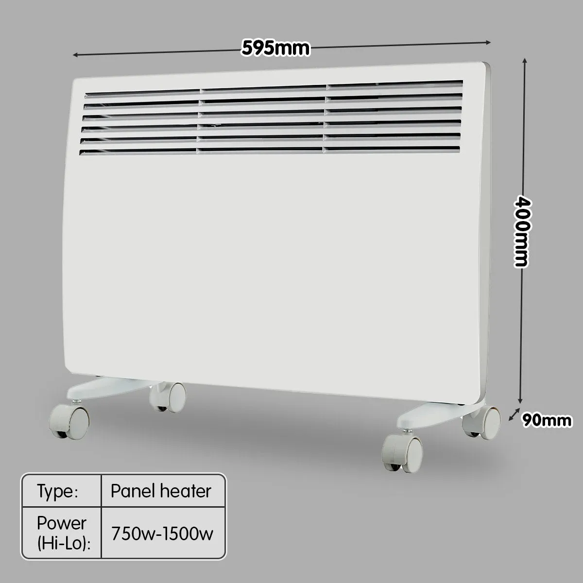 z 1500W Electric Panel Heater Wifi Thermostat Timer Castors Control Remotely