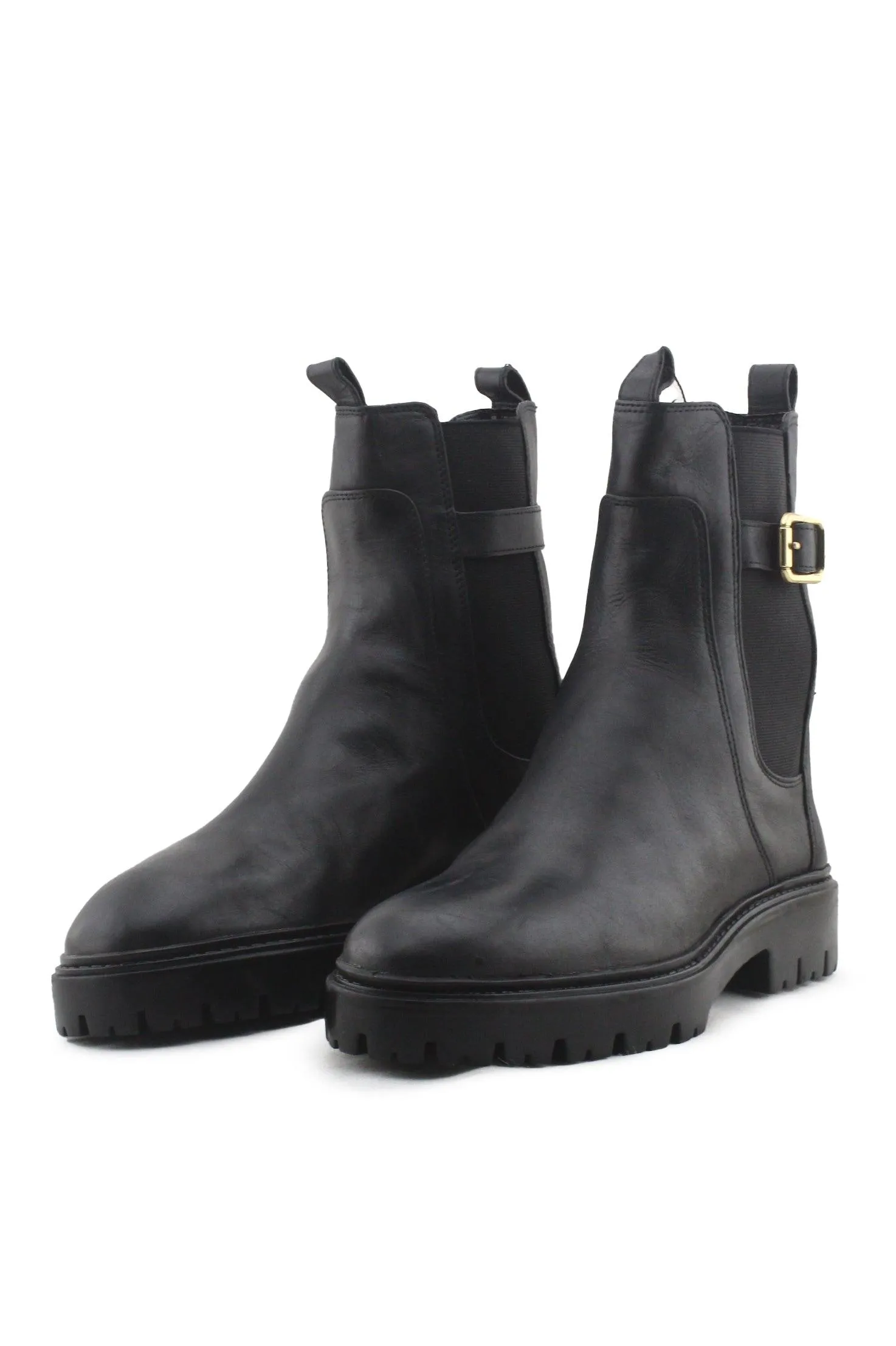 Zara Stretchable Buckle Straps Ankle Boots | 100% Authentic Leather